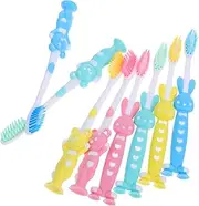 Baluue 32pcs Kids Toothbrush Bulk Soft Bristles Mini Toothbrush for Kids Gentle Cleaning Cartoon Design Suction Cup Base