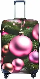 [Pvinnk] Pink Christmas Ball Print Protective Luggage Cover Elastic Washable Suitcase Protector Travel Gear Protector, White, Medium