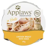 Applaws Natural Chicken Breast with Duck in Broth Wet Cat Food Pot - 60g