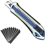 18MM Utility Knife Zinc Alloy Tough Snap Off Lock Heavy-Duty Tools, Retractable Blade Metal Cutter Small Knife, Suitable for Garden Office Arts Crafts and Home Improvement include 10pc SK5 Steel Blade