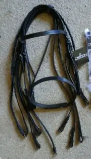 Double show bridle, Chain guard & lip strap inc. Black size Full