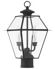 Livex Lighting 2-Light Black Outdoor Post Top Lantern