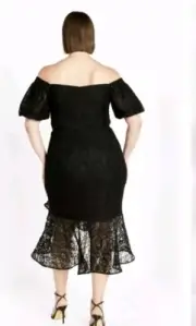 City Chic Small Black Lace Dress Plus Size 16