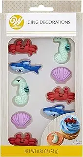 Wilton Royal Icing Decorations-Crab, Seashell, Seahorse And Shark -W0800267