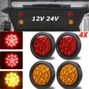 4x 4" LED Round Tail Lights Turn Brake Reverse Trailer Truck Caravan Ute 12V 24V
