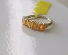 ORANGE MEXICAN FIRE OPAL OVAL 5-STONE BAND RING, 925 SILVER, SIZE 6, 1.60(TCW)