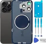 Original Back Glass Cover Battery Door Replacement & Waterproof Tape, Pre-Installed Camera Frame for iPhone 15 Pro All Carriers Repair 15 Pro Tool (Black Titanium)