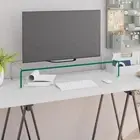 TV Stand Monitor Riser Glass Clear 80x30x13 cm Adjustable Height Furniture 44129