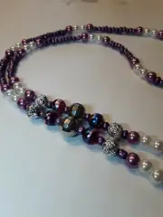 LAVENDER LOVERS EYEGLASS CORD WITH SILVER ROSE ACCENTS/ 27 INCH