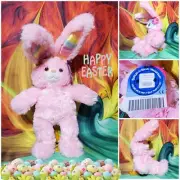 NEW Build A Bear Pink Easter Bunny Rabbit Rainbow Ears Soft 21" Stuffed Plush