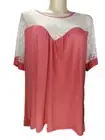 Top, Plus, 5X, Asymmetrical, Lace Trim, Mauve, White