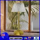 Crystal Table Lamp Metal Base Stepless Dimmable Cordless Desk Lamp Rechargeable