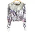 Free People Daphne Light Blue Floral Boho Cropped Blouse Small NWT