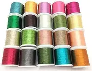 Embroidery Threads Embroidery Threads 20 Piece Metallic Glitter Polyester Embroidery Thread Sewing Thread Set - All Purpose Assorted Colours Crochet Thread.