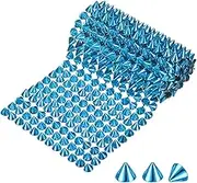 uxcell 0.5 Yard Sew Stitch on Spikes Stud Cone 12Rows Plastic Light Blue Spike Rivet with Flat Back Punk Rock Trim Mesh Bead for DIY Crafts/Clothes/Shoes/Bags