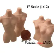 Miniature BUST TORSO MANNEQUIN 1.75”+2.5"dollhouse 4pc 1:12 scale