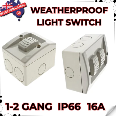 Waterproof 16A IP66 Weatherproof Light 1 2 Gang Switch Single Double Outdoor