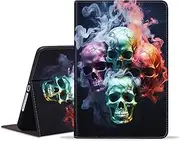 [FVAENDHIO] Case for Samsung Galaxy Tab S9 FE 5G 10.9 Inch/Galaxy Tab S9 11 Inch 2023, Protective Leather Case, Adjustable Stand Auto Wake/Sleep Smart Case, Colored Smoke and Skull