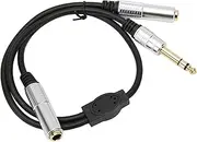 1/4 Inch Stereo Cable Y Splitter Insert Cable, 6.35mm to Dual 6.35mm Y Splitter Cable Two Stereo, Gold Plated Connectors for Amplifiers Microphones Speakers AV Receivers