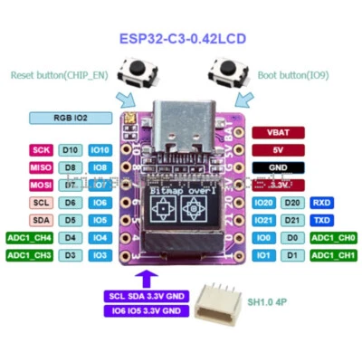 NEW ESP32 C3 / RP2040 Pico Development board with 0.42 LCD risc-v WiFi Bluetooth