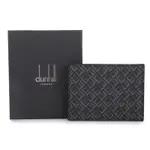 DUNHILL SIGNATURE滿版LOGO防刮皮革8卡格短夾-黑色