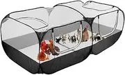 Portable Coop, Small Animals Playpen, Foldable Chicken Coop with Breathable Transparent Mesh Walls, Portable Pet Cage Tent for Puppy Rabbits Outdoor Yard (Black)
