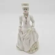 Vintage K's Collection Figurine Of English Lady Wearing Dress White 6.5" Tall