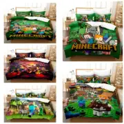 Minecraft Quilt Duvet Doona Cover Single Double Queen Pillowcase Bedding Set