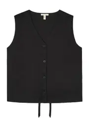 Eileen Fisher Linen Vest - Black - M (UK 14-16 / L) M (UK 14-16 / L)
