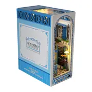 DIY Book Nook Shelf 3D Wooden Puzzle Book Shelf Insert Miniature Building Kit Assembly Bookshelf fo As Shown