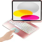 BABG TouchPad Keyboard Case for iPad 10th Generation&iPad 11th(A16,2025),iPad Air 11（M3,M2/iPad Pro 11 inch Keyboard&iPad Air 5th/Air 4th Keyboard, 360°Swivel,7 Use Modes,Rainbow Backlight- Rose Gold