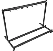 Metal Guitar Stand Rack Organizer Holder Sturdy Display for Guitar Training Room Black 5 Spaces (Iron + rubber 2)
