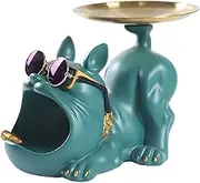 Key Tray | Bulldog Entryway Bowl for Keys - Resin Bulldog Statue, Cute Storage Box, Desk Organizer for Home Living Room Kitchen Counter