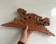 18.5" Peach Wood Dragon Samurai Sword Knife Dagger Cane Gun Holder Display Rack