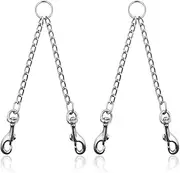 Double Dog Lead Rope,YuCool 2 Pieces Metal Durable Dog Chain Chew Proof Tangle Free Dual Pet Dog Leash Extension Splitter Lead for 2 Dogs for Walking（Sliver）