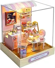 OZJAY DIY Miniature House Kit with Dust Proof Cover, 1:24 Scale Creative Room Mini DIY Wooden Dollhouse Miniature Kit for Adults Teen, Sweet Talk
