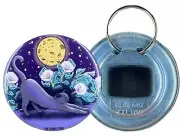 Psychedelic Black Cat Full Moon Cartoon Art Bottle Opener Gifts and Accessories