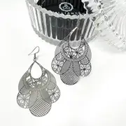 Laser Etched Earrings In White Gold