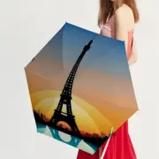 Umbrella - The Eiffel Tower At Sunrise AI Paint 5 Folding UV Protection Umbrella