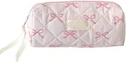 Generic Bow Makeup Bag, Pencil Case - Multifunctional Pouch with Zipper, Portable Storage for Home, School, Travel