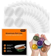 Aluminum Foil Lids for Nespresso Vertuo Reusable Pods, 100 PCS 100, Sliver