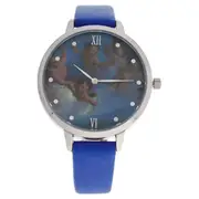 CRR007 La Romance - Silver-Blue Leather Strap Watch by Charlotte Raffaelli for Women - 1 Pc Watch