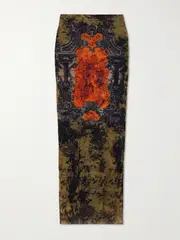 [Jean Paul Gaultier] Jean Paul Gaultier - Printed Mesh Midi Skirt - Orange - large large Orange