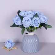 NNETM 12-Piece Baby Blue Artificial Silk Roses - 30cm/11.81inch Long Stemmed Flowers