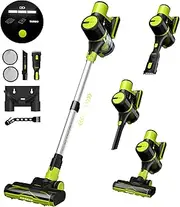 Cordless Vacuum Cleaner,45Kpa 55 Mins Vacuum Cleaners for Home,Vacuum Cleaner Self-Standing,Anti-Tangle Stick Vacuum,Rechargeable Wall Mount Charging,Handheld Vacuum for Pet Hair,Carpet
