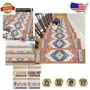 Washable Chenille Stair Treads - 10 Reusable Non-Slip Mats for Stylish Steps