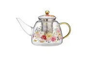 Ashdene Springtime Soiree 1.3L Metallic Infuser Glass Brewing Handle Teapot 24cm