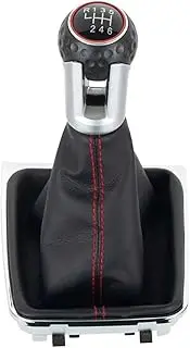 Gear Shift Knobs for VW for Golf 7 for A7 MK7 for GTI for GTD 2013-2018 Car 5/6 Speed Gear Stick Level Shift Knob with Leather Boot LHD Speed Shift Knob(6 Speed Red Line)
