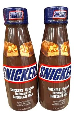 SNICKERS Flavored Reduced Fat Chocolate Milk - 14oz 2 Bottles - Free Ship