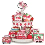Farmhouse Tiered Tray Decor Set Home Wooden Signs Rustic Sweet Home Tabletop ...